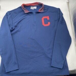 Cleveland Guardians Pullover 1/4 Zip Shirt Fleece Mens Size XL Blue MLB LNC